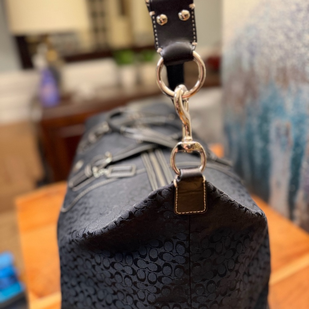 Coach Black Signature Canvas Travel Duffel Bag - Picture 11 of 15